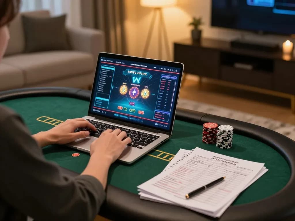 Engaging online poker gameplay on uk88in platform in a cozy gaming setup.