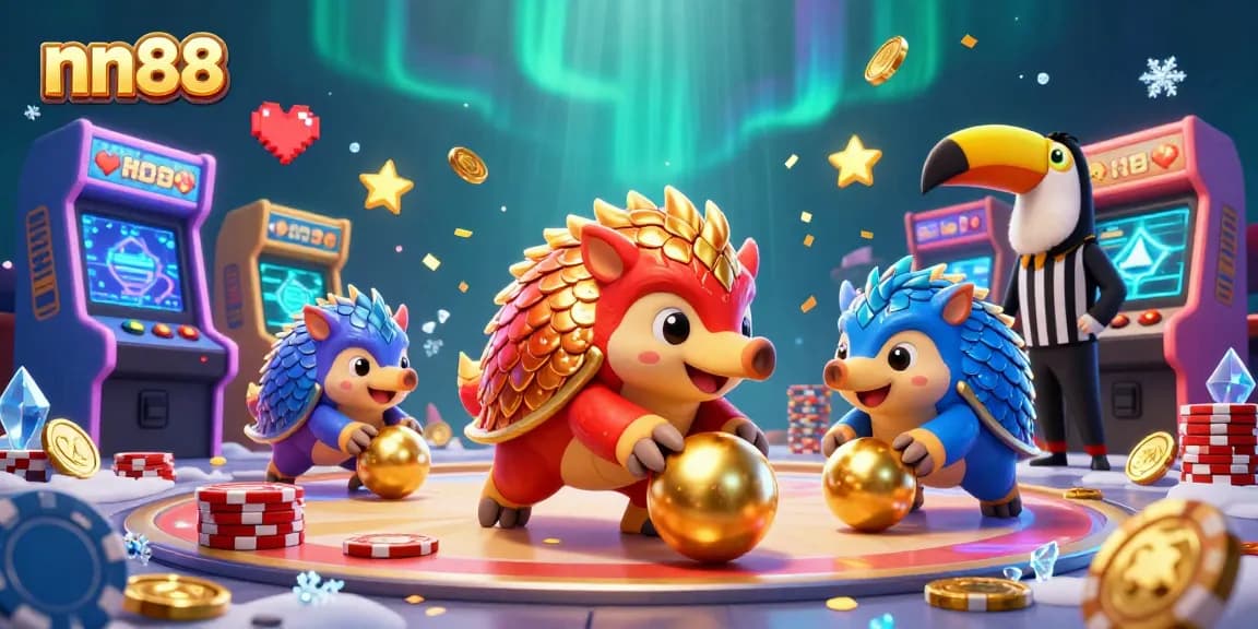 Experience the thrilling rivalry in nn88 as colorful pangolins bowl through poker chips.
