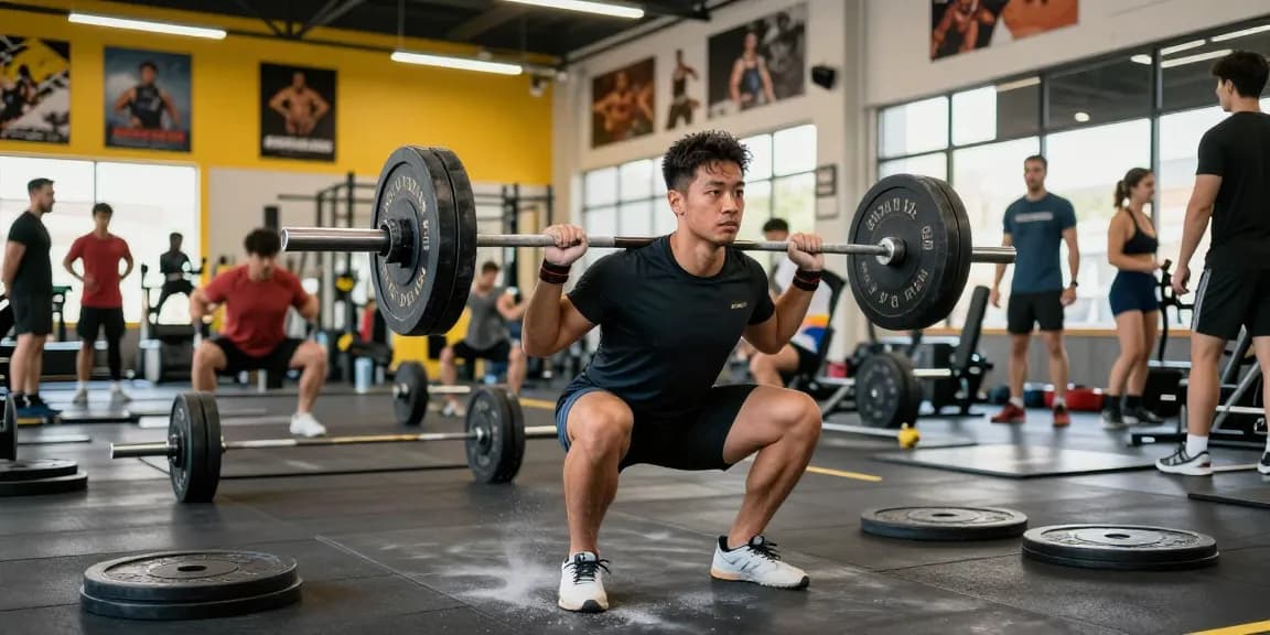 Prime Pharma Steroiden showcased in dynamic fitness setting with athlete performing powerlifting squat.