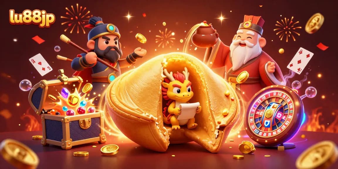 Experience thrilling gaming action with lu88jp's dynamic casino illustration featuring vibrant characters and elements.