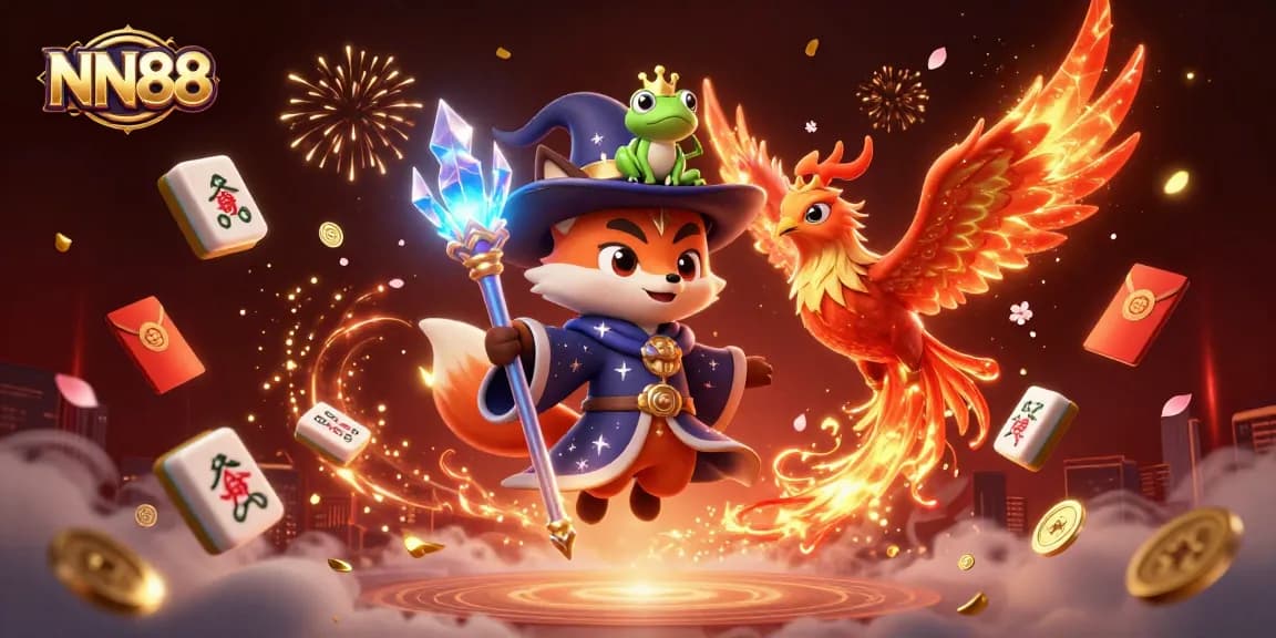 Experience thrilling gaming moments at NN88 with vibrant 3D casino illustration showcasing enchanting characters and elements.