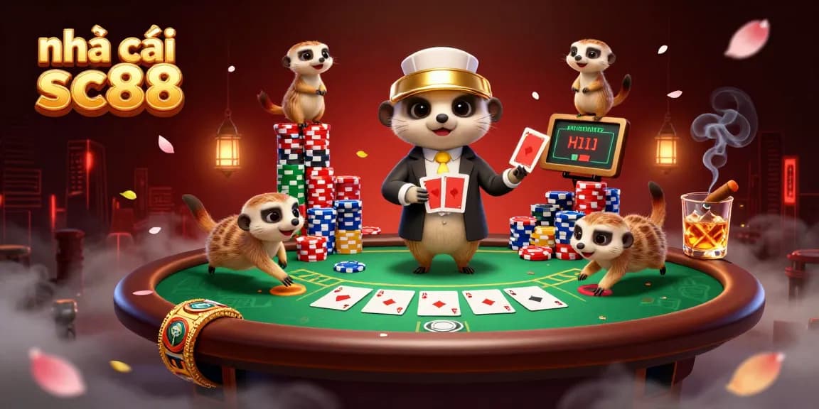 Watch the meerkats at nhà cái sc88 engage in thrilling poker action with dynamic card games and colorful chips.