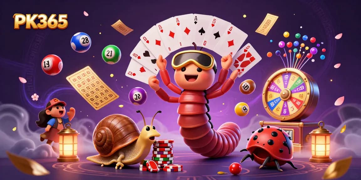 Players win exciting prizes with PK365 in a dynamic casino scene featuring colorful lottery elements.