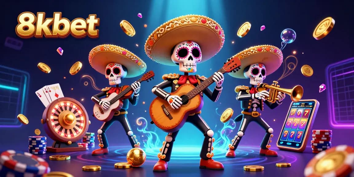Experience thrilling winnings with 8kbet in this vibrant casino scene featuring dynamic gaming elements.