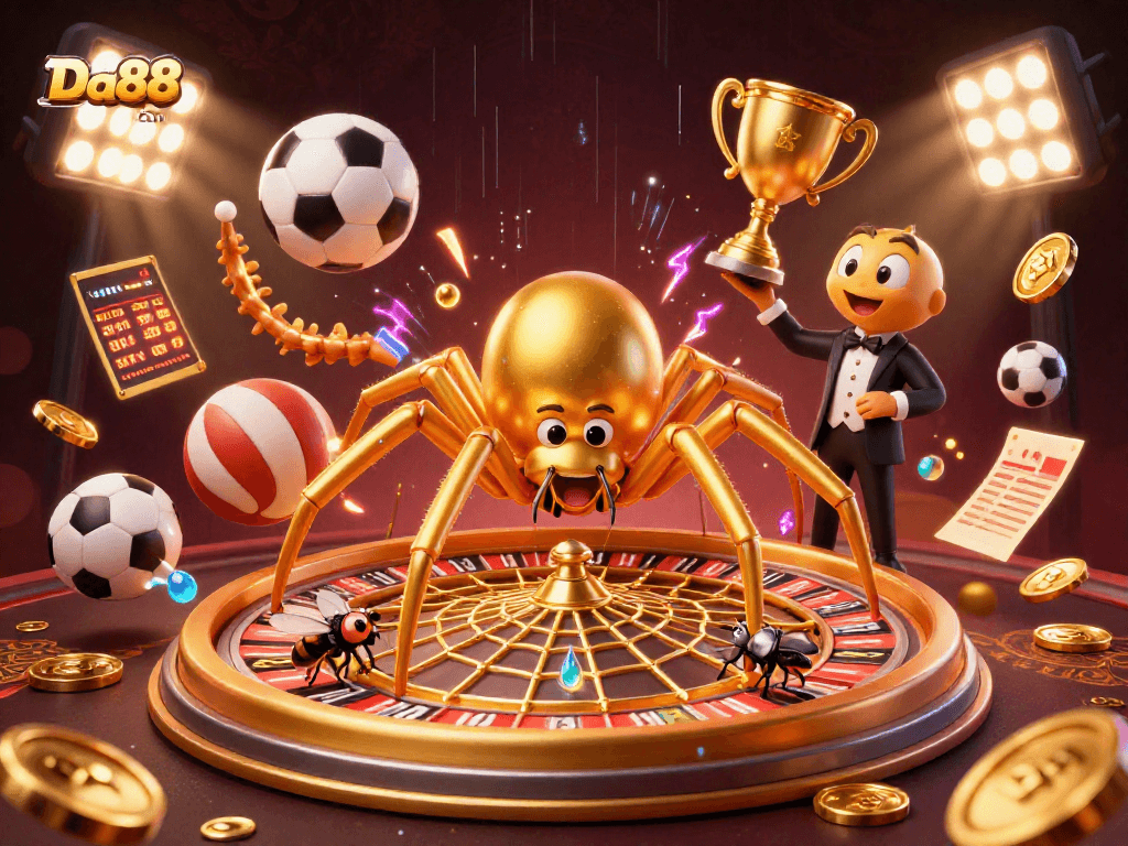 Engage in winning strategies at Da88 com while enjoying a vibrant 3D casino experience featuring sports and betting elements.