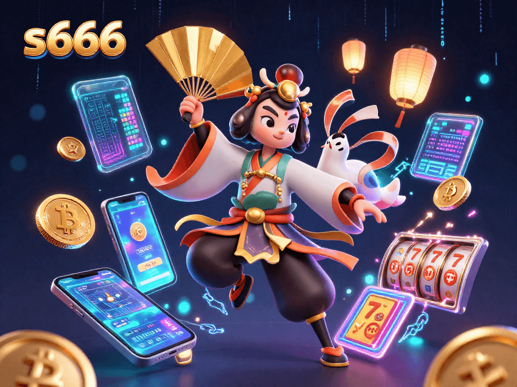 Experience the thrilling games on s666 with vibrant cartoon characters and crypto elements!