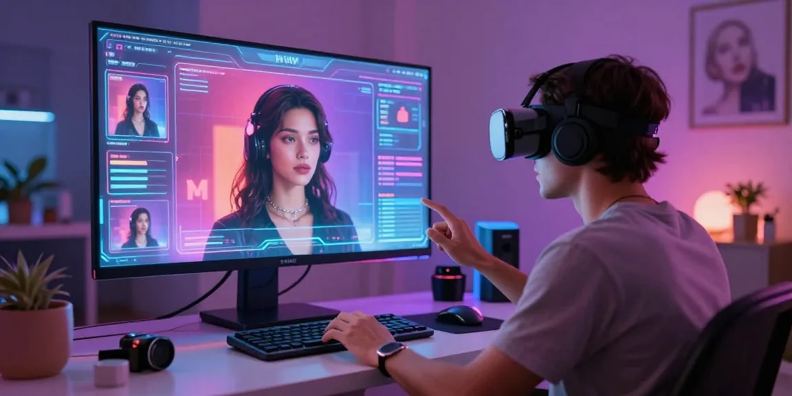 Engaging in nsfw ai chat with lifelike AI character in immersive digital setting.