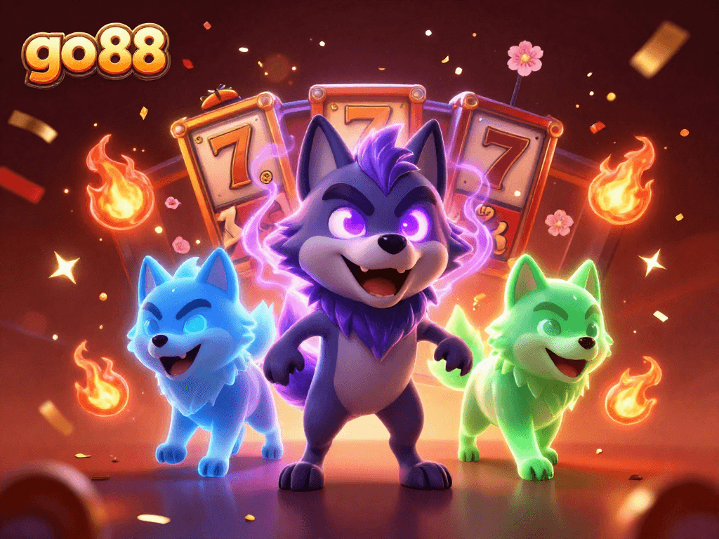 Experience thrilling moments with go 88 in this atmospheric 3D casino scene, showcasing ghostly wolves and vibrant game elements.