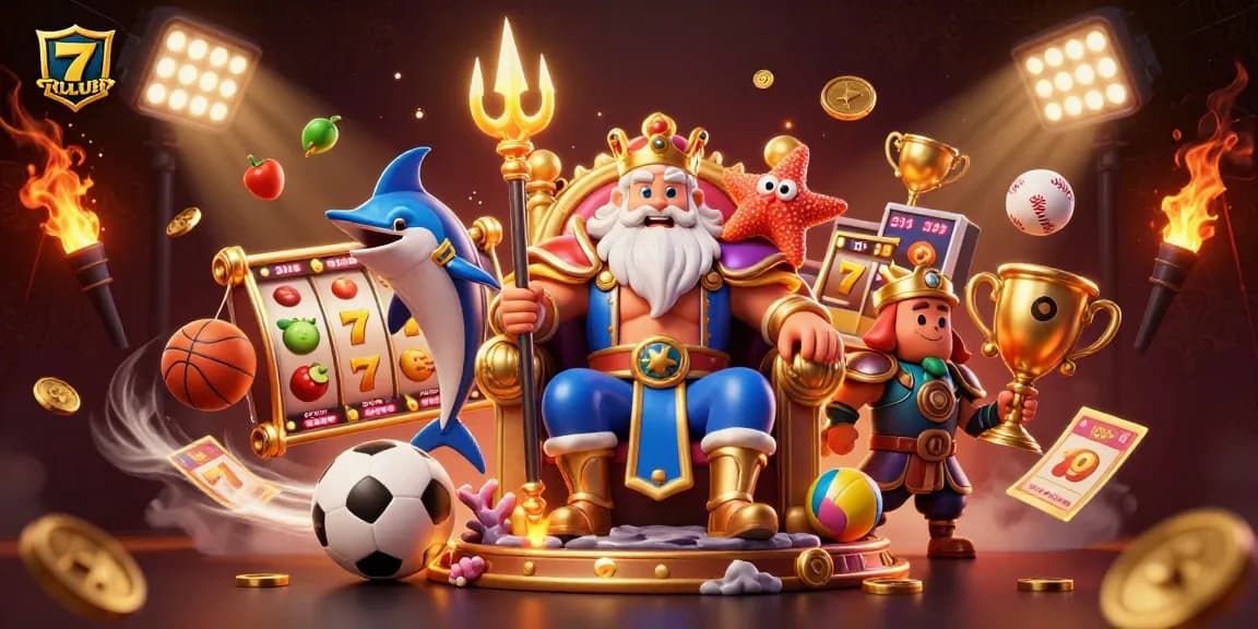 7CLUB engages players with vibrant slot action featuring Neptune, sports elements, and jackpot excitement.
