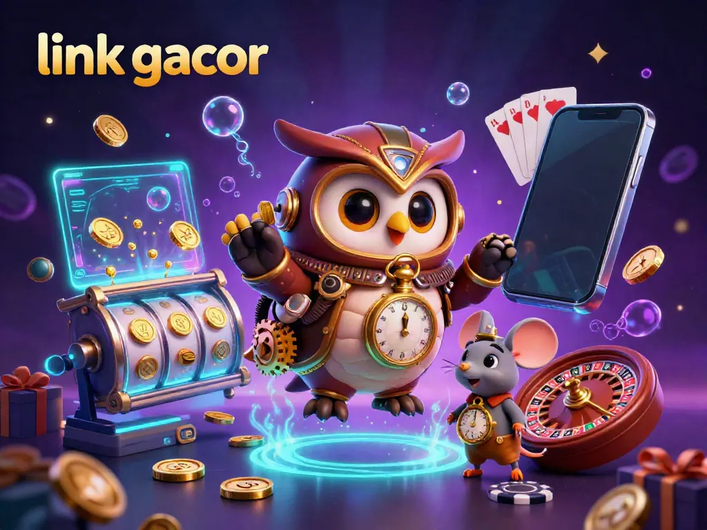 Spin to win with exciting slot game elements in this vibrant link gacor illustration.