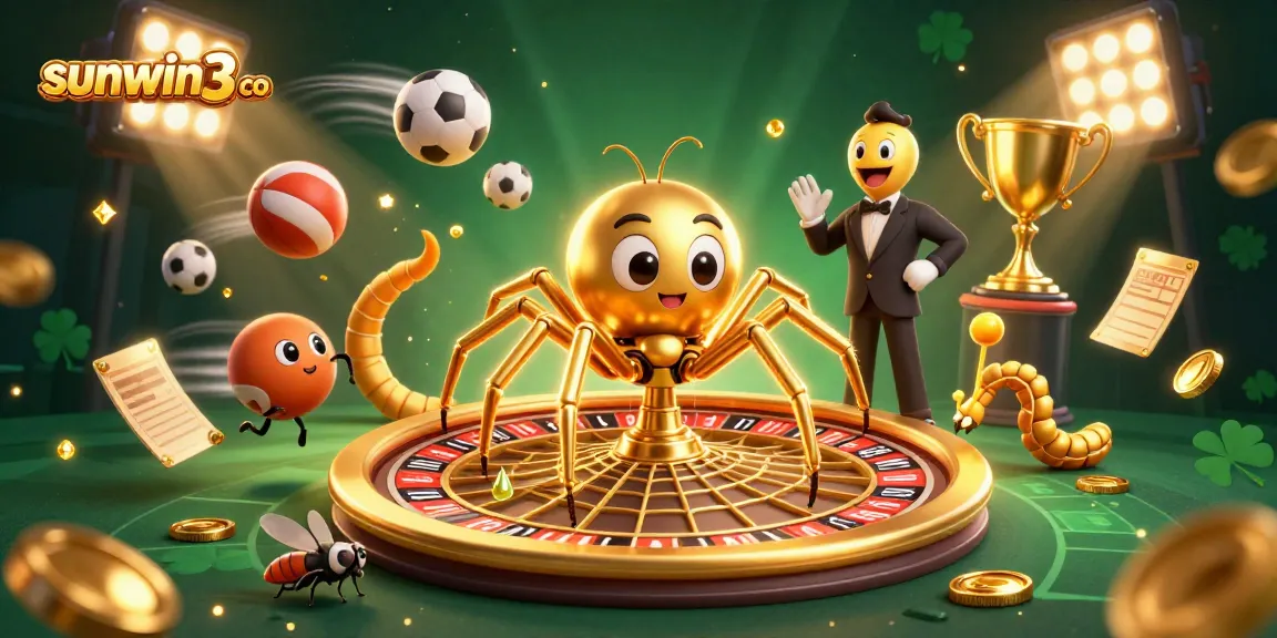 Immerse in the captivating world of sunwin3 co, where a golden spider spins a roulette web amidst thrilling sports betting.