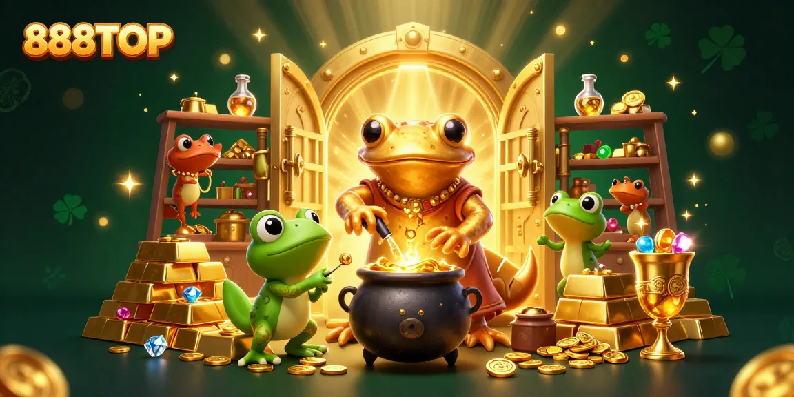 Engage with 888TOP's thrilling features featuring a mystical scene with gold and gems emphasizing luck and excitement.