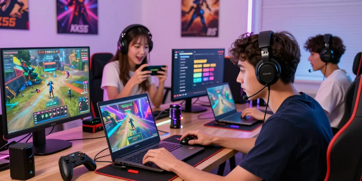 Players engaged in dynamic gaming session with KK55 on devices, showcasing excitement and modern gaming atmosphere.