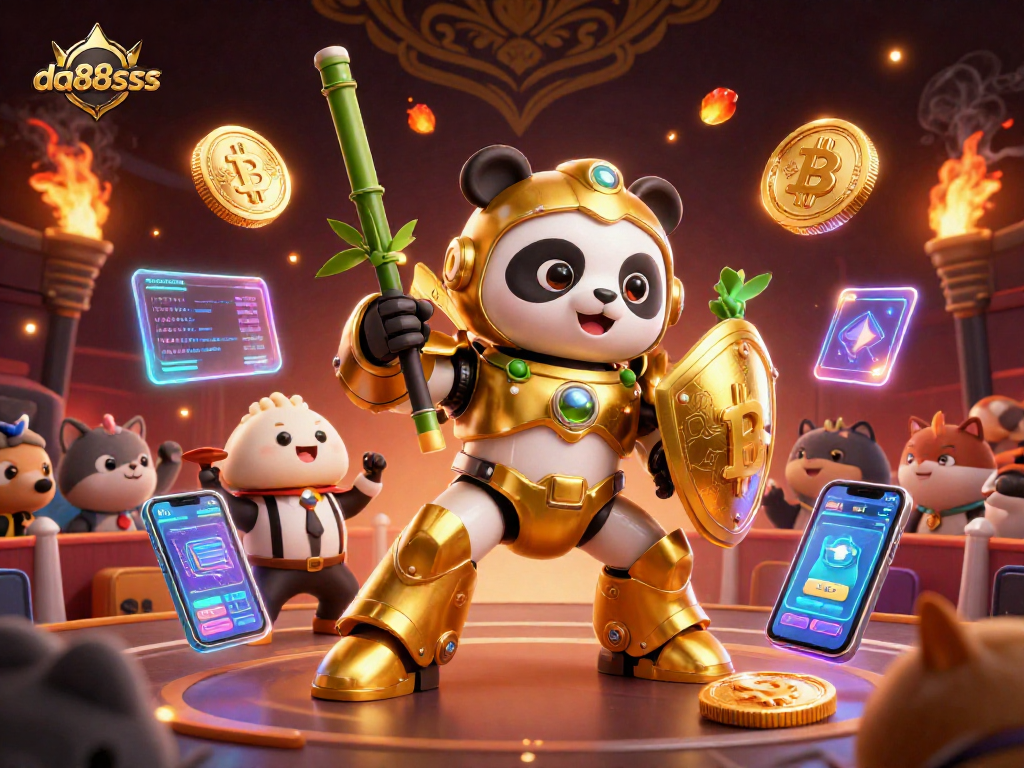 Engage in exhilarating bets at da88sss while witnessing 3D panda pilots in a vibrant casino arena.