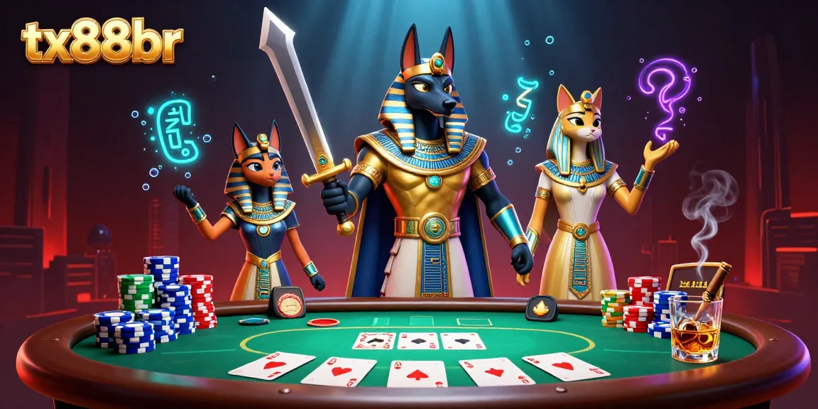 Engage with thrilling bets at tx88br with Anubis and Bastet amidst poker action.
