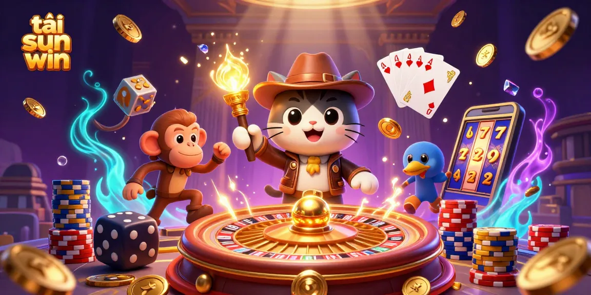 Experience the excitement of tải sun win with vibrant casino artifacts, treasures, and fun game elements in a 3D scene.