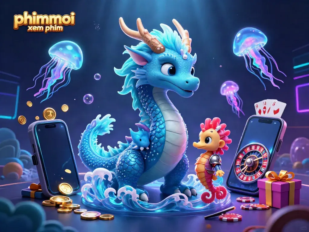 Engage with phimmoi xem phim in a vibrant underwater casino scene featuring a dragon and glowing jellyfish.