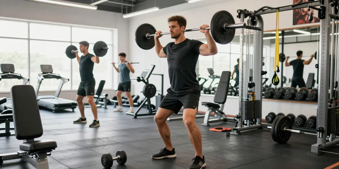 Training in de Unique Pharma Shop met een atleet die gewichten tilt in een moderne sportschool.