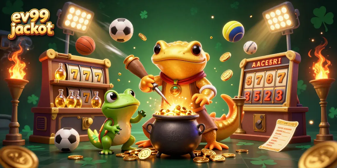 Engage with the excitement of ev99 jackpot in this vivid 3D scene of winnings and gold treasures.