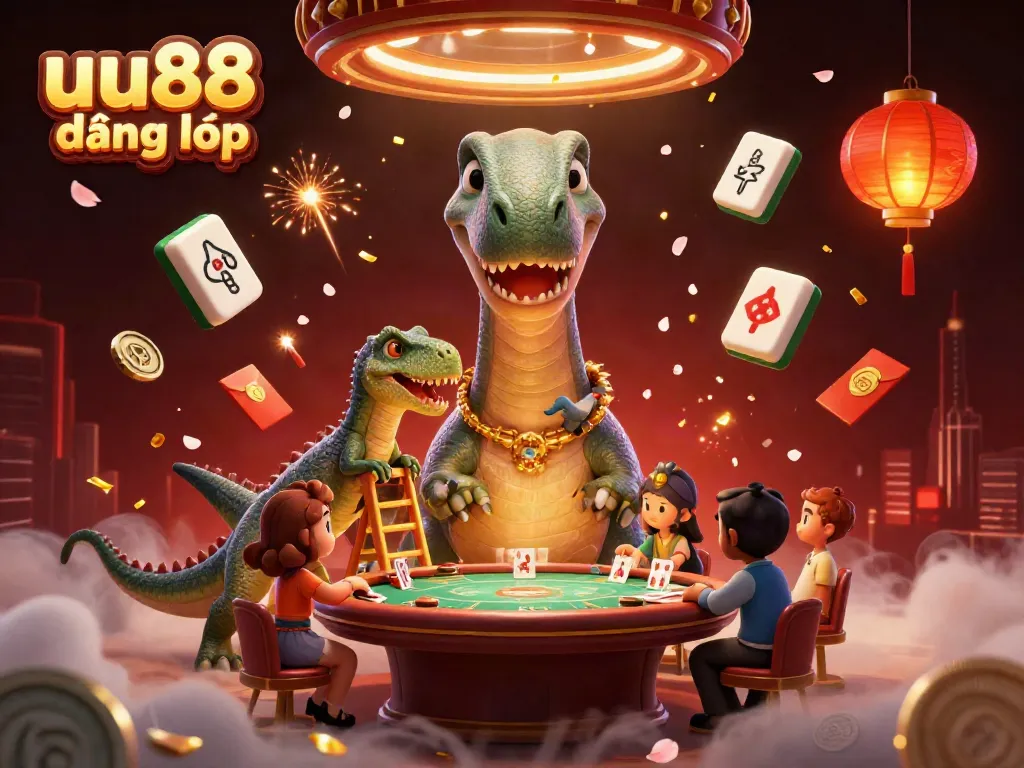 Experience the joy of gambling with uu88 đăng nhập at a vibrant casino scene featuring characters and thrilling elements.