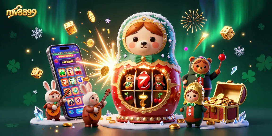 Spin the reels and win big with mv8899 at an exciting casino-themed scene bursting with action and adventure.