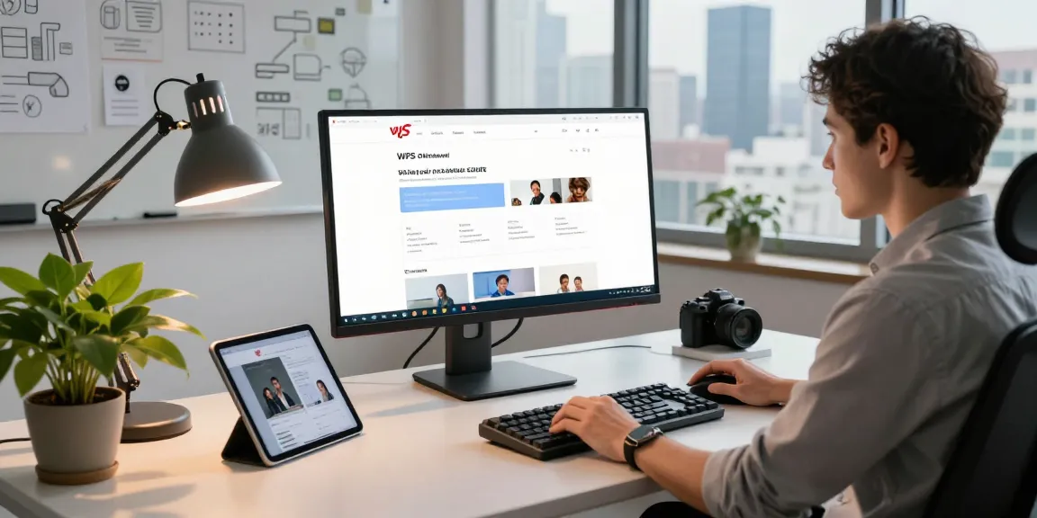 Developer engaged with WPS Official Website in a modern tech workspace