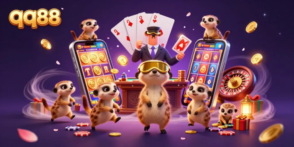 Experience the excitement of qq88 with a meerkat casino scene packed with fun games and vibrant energy.