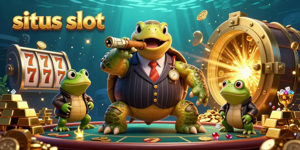 Experience the excitement as you engage with situs slot, surrounded by vibrant slot symbols and treasures.