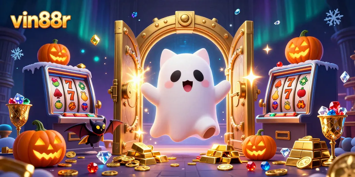 Explore vin88r's vibrant casino scene featuring playful characters and rich gaming elements.