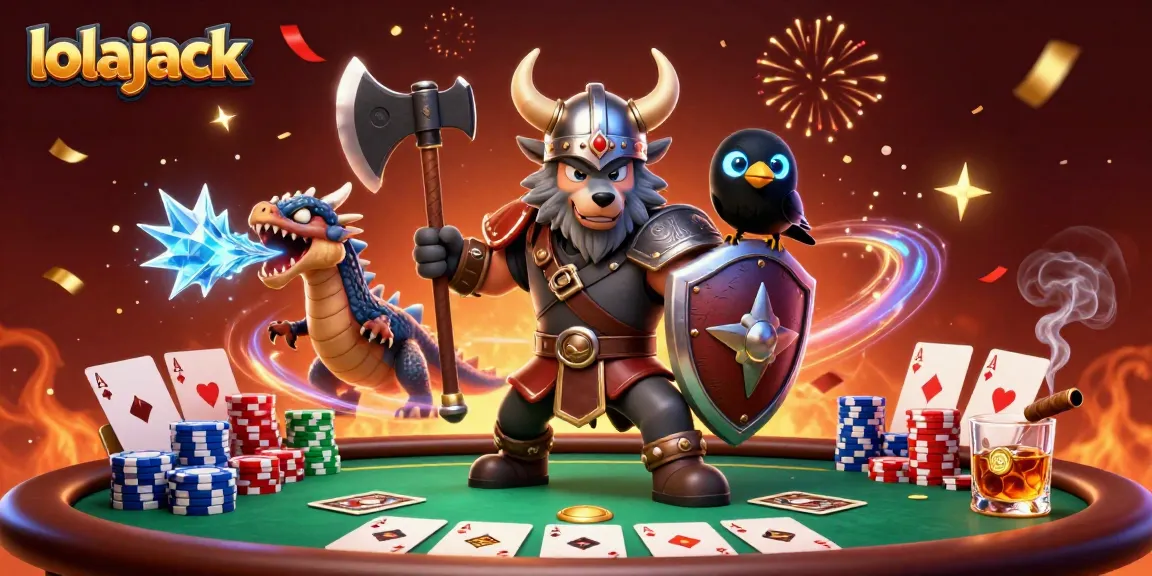 Experience thrilling action at lolajack Casino with vibrant poker elements, featuring layered energy and immersive character scenes.