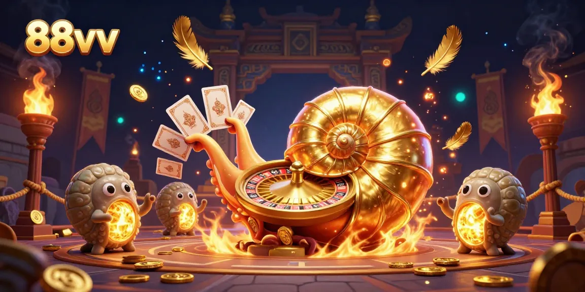 88vv casino action featuring a giant nautilus with a roulette shell and glowing ammonite companions.